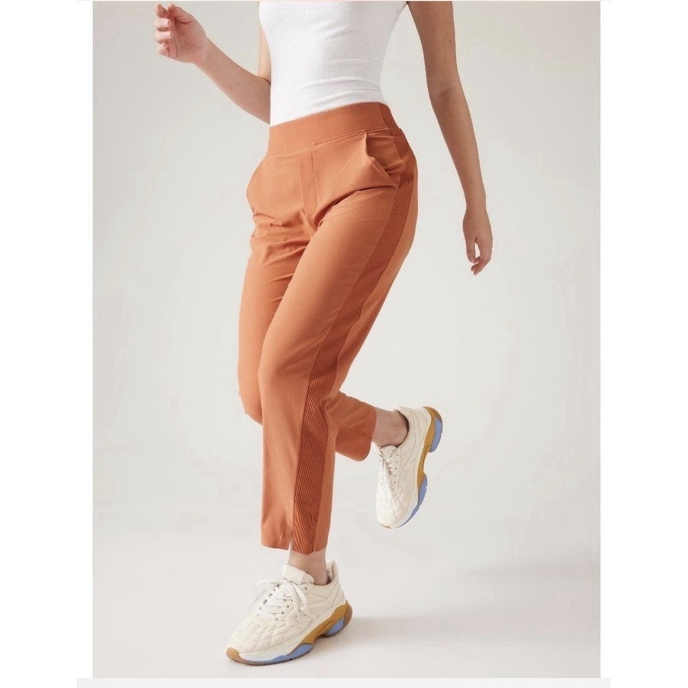 Athleta‎ Brooklyn Ankle Pants Womens Size 16 Orange Ribbed Athleisure Casual
